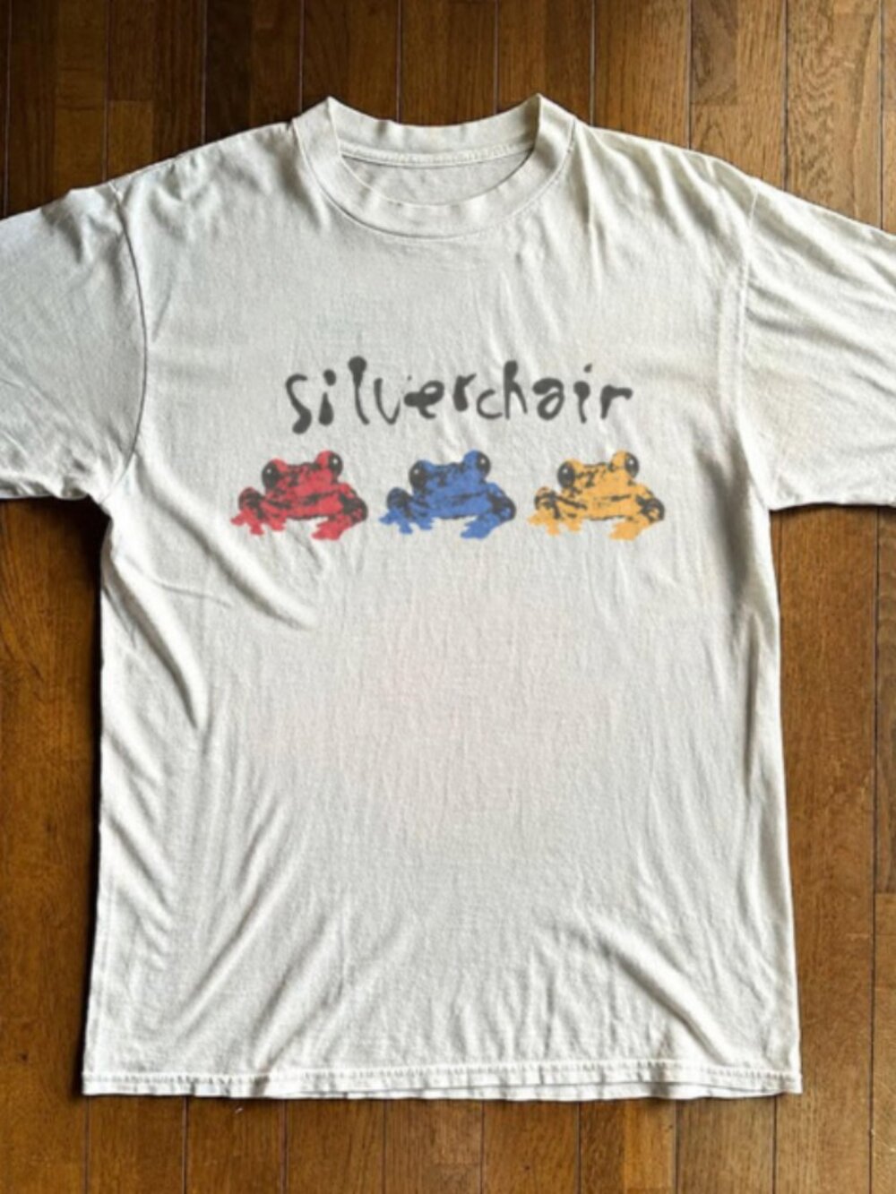 Silverchair with colorful frogs white graphic T Shirt